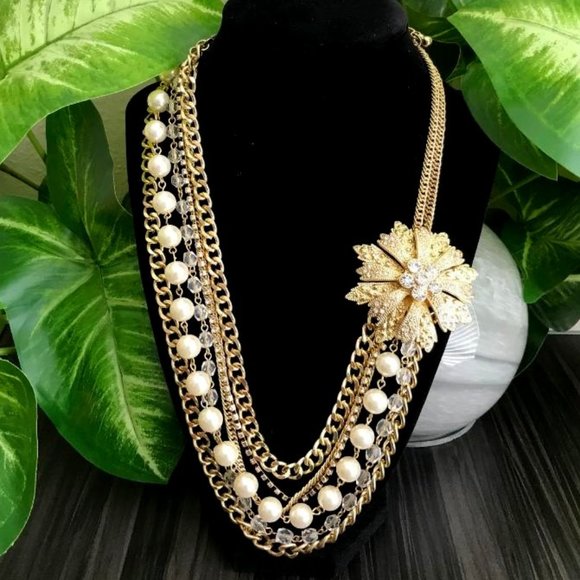 Unmarked Jewelry - Gold-Tone Multi-Layer Statement Necklace